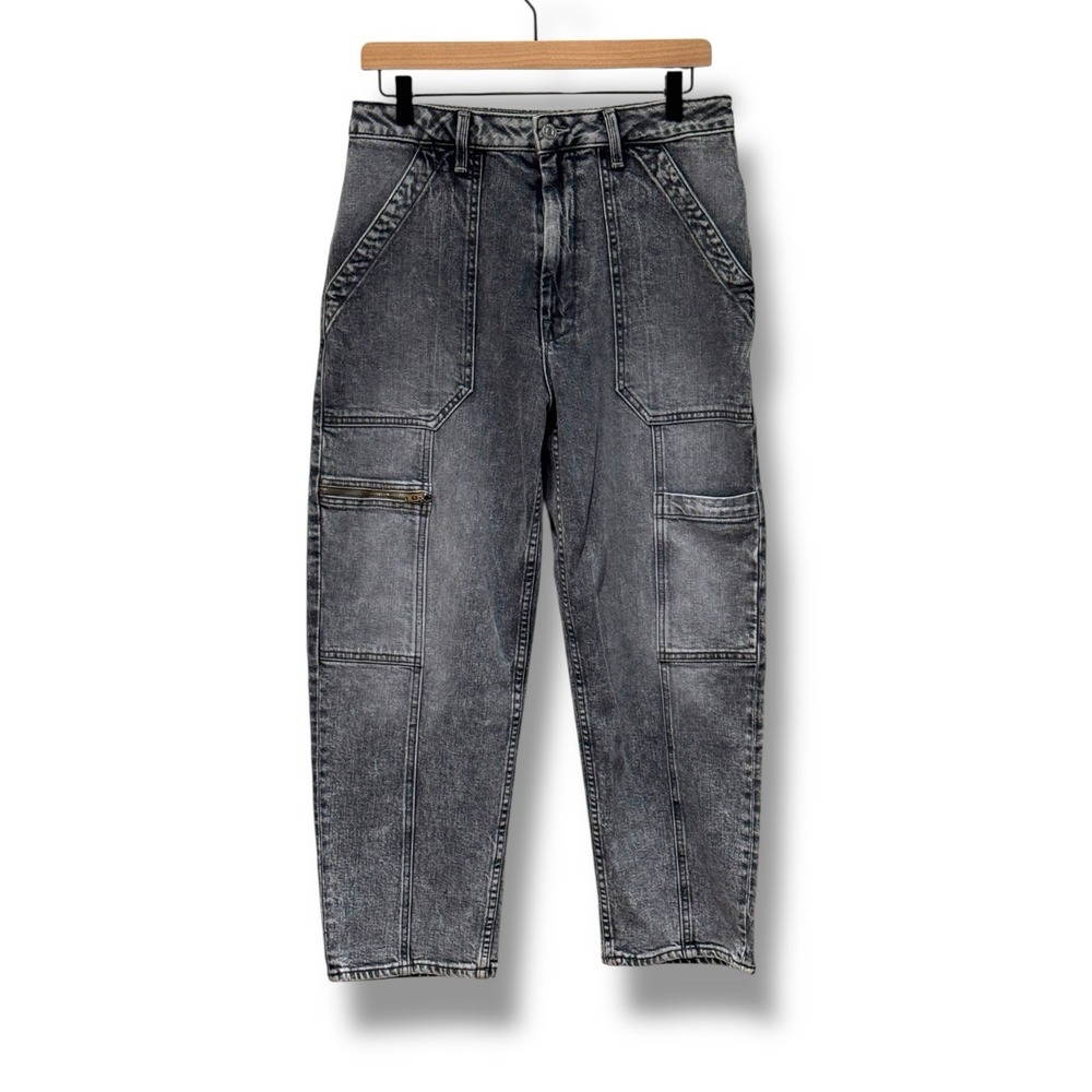 MOTHER SUPERIOR The Private Zip Pocket High Rise Cropped Wide‎ Leg Jeans Size 28